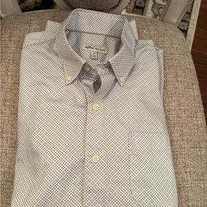 Peter Millar Button Down blue geometric micro-print Dress Shirt  Sz M
